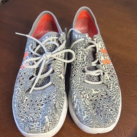 Under Armour Gray and Orange Athletic Shoes - Picture 1 of 7